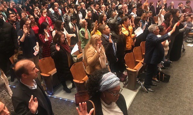 swearing in crowd