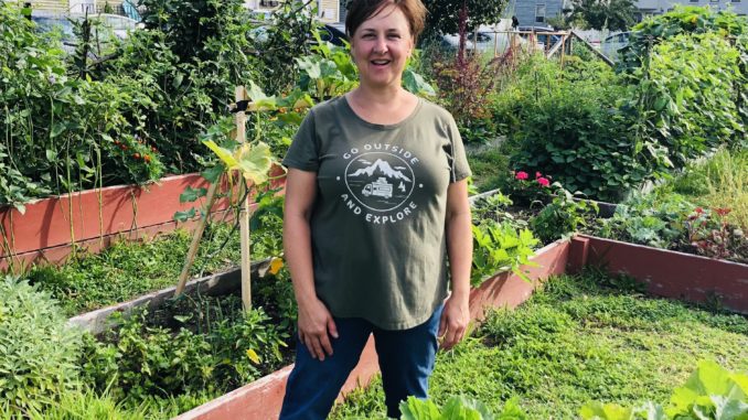 Julie in Community Garden